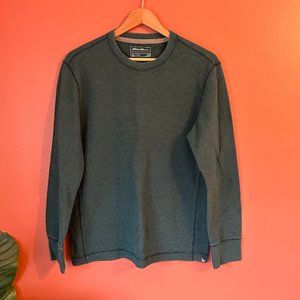 Eddie Bauer Green Crew Neck Long Sleeved Waffle Knit Shirt